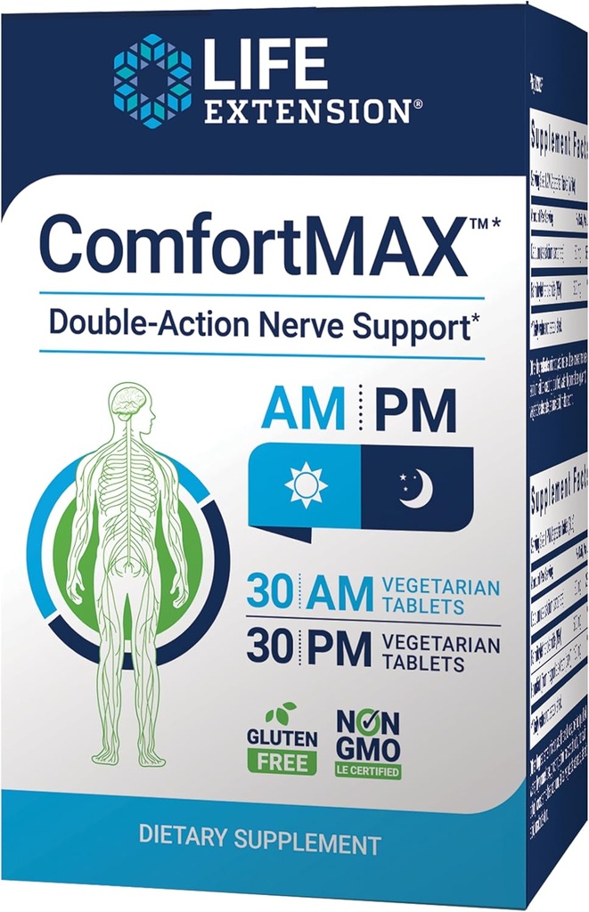 Life Extension ComfortMAX ™, honokiol og Pea for Nerve Support & ubehag Relief, Gluten- Free, Non- GMO, Vegetar, 60 tabletter