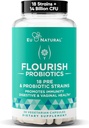Flourish Probiotika + Prebiotika til kvinder - Gut og fordøjelse, Urinære Tract, Reducere bloating, Vaginal Sundhed - 18 Klinisk Proventtog, 14 Millioner CFU - 30 Shelf- Stable Mini Vegan Kapsler
