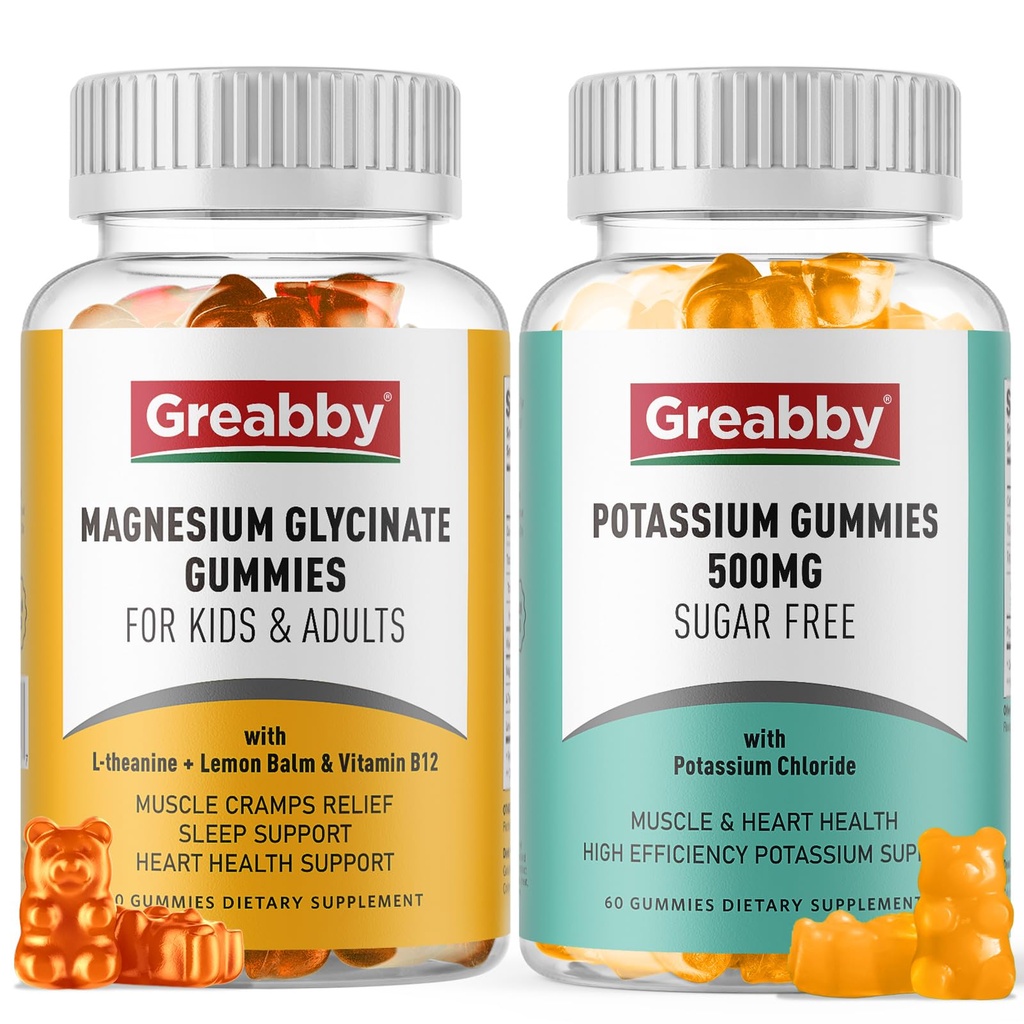 Kalium Magnesium Gummier, Kalium Chlorid 500mg, Magnesium Glycinat 300mg, Mineraltilskud til familie
