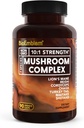 BioEmblem Mushroom Complex - 10: 1 Styrke og 7 Arter - Lions Mane, Reishi, Cordyceps, Chaga, Maitake, Shiitake Mushroom Supplement - Immunitet, Energi & Fokus, Brain - Non-GMO, Vegan - 90 Caps
