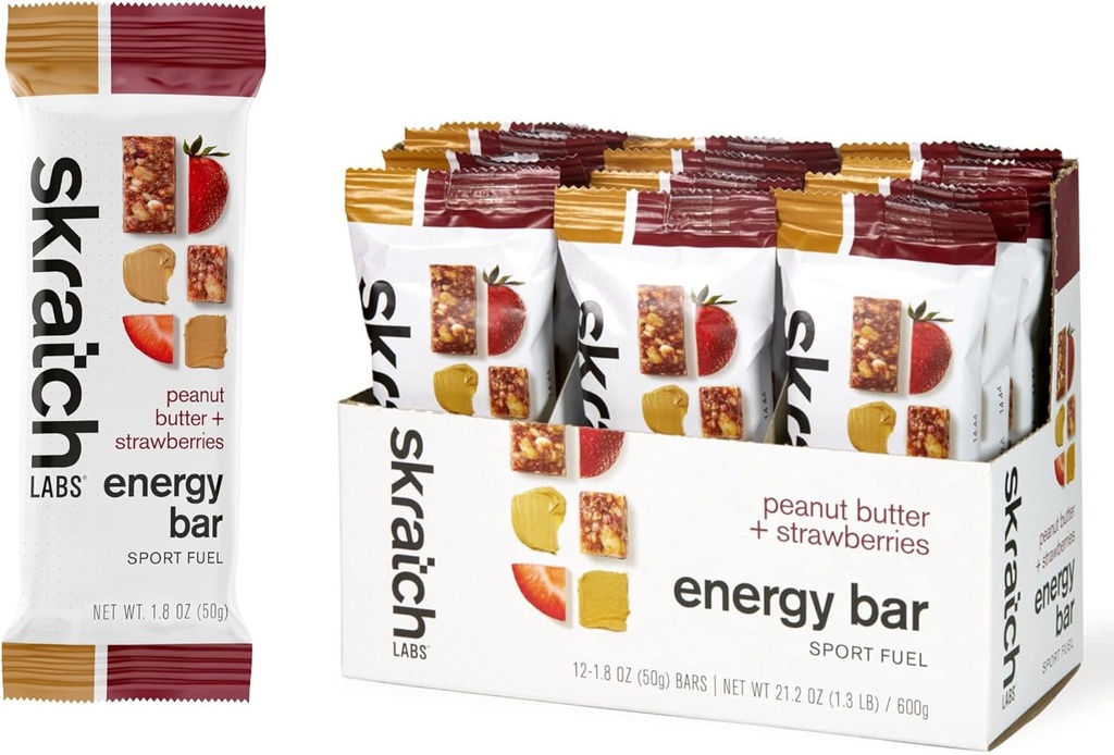SKRATCH LABS Energy Bar Note 124; Jordnødder Smør + Jordbær (12 pack)