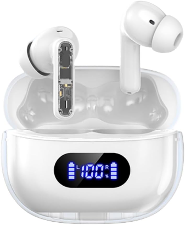 Trådløse Earbudons P1 PRO, Earphones Trådløse Bluetooth hovedtelefoner med Clear Call Mics Ear Bud, Komfortabel Fit, IPX7 Vandtæt lang batterilevetid, 30H Playtime til sport træning