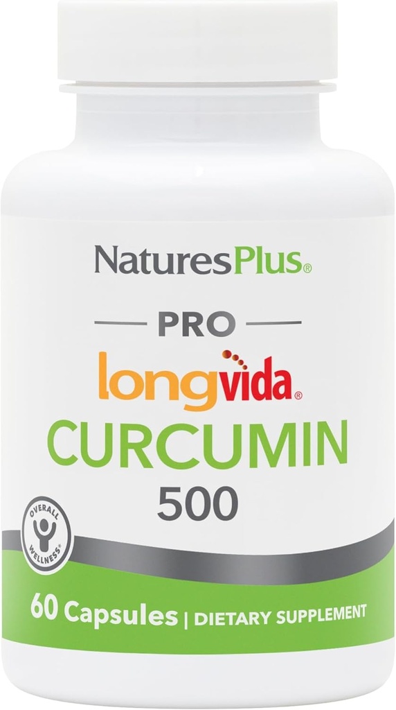 NaturePlus PRO Longvida Curcumin 500 mg - 60 kapsler - fremmer sund gratis radikal beskyttelse - ikke-GMO, Vegan & Gluten Free - 60 Servere