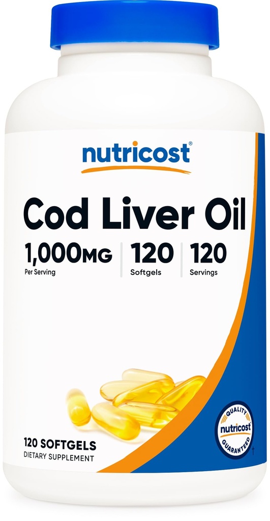 Nutricost Cod Lever Oil 1000mg, 120 Softgels - non-GMO & Gluten Free