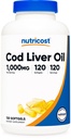 Nutricost Cod Lever Oil 1000mg, 120 Softgels - non-GMO & Gluten Free