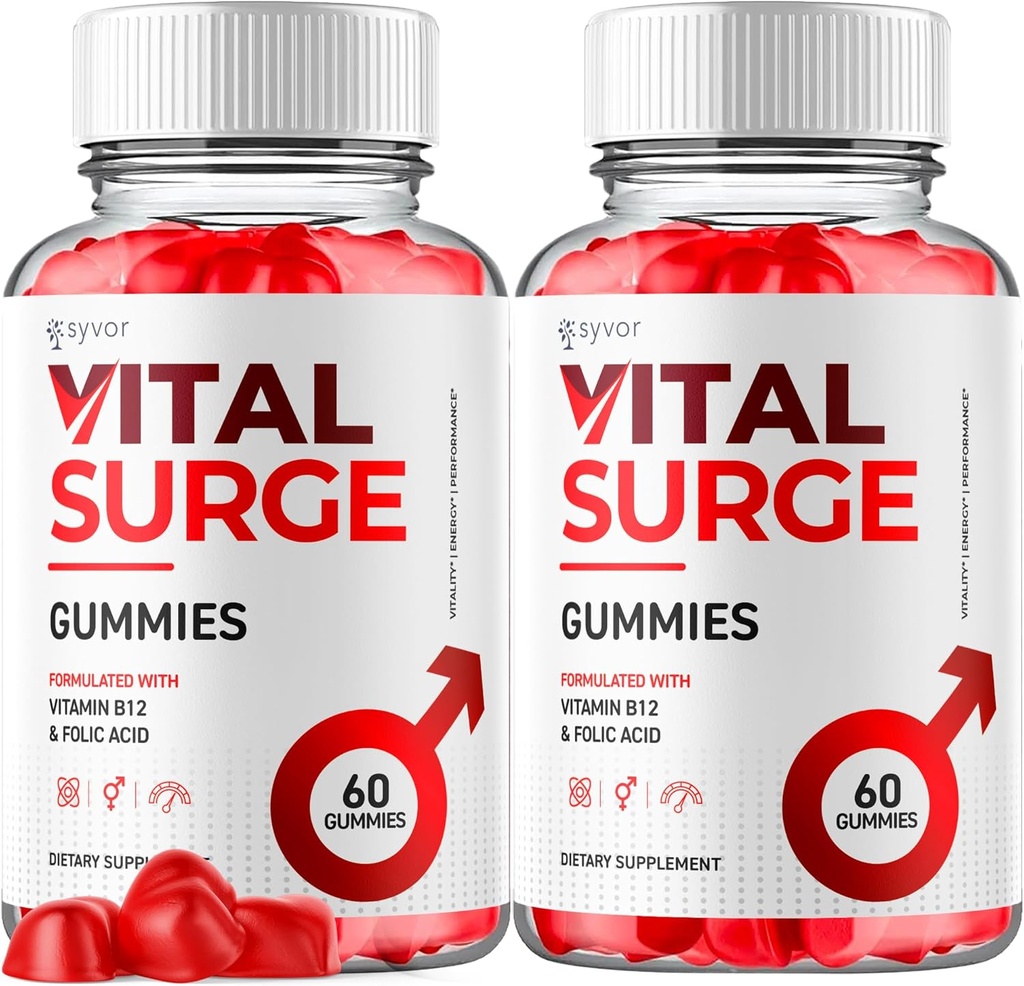 (2 Pack) Vital Surge Gummies, Official Vital Surge Maximum Strength 1000MG Advanced Supplement Gummies, VitalSurge Herre Detox Supplement, Vitasug Gomitas Chews med naturlige ingredienser (120 Gummies)