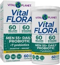 Vital Planet - Vital Flora Men Over 55 Daily Probiotic, 60 Billion CFU, Diverse Strains, Organic Prebiotics, Immune Support, Digestive Health Shelf Stable Probiotics for Men, 60 Capsules
