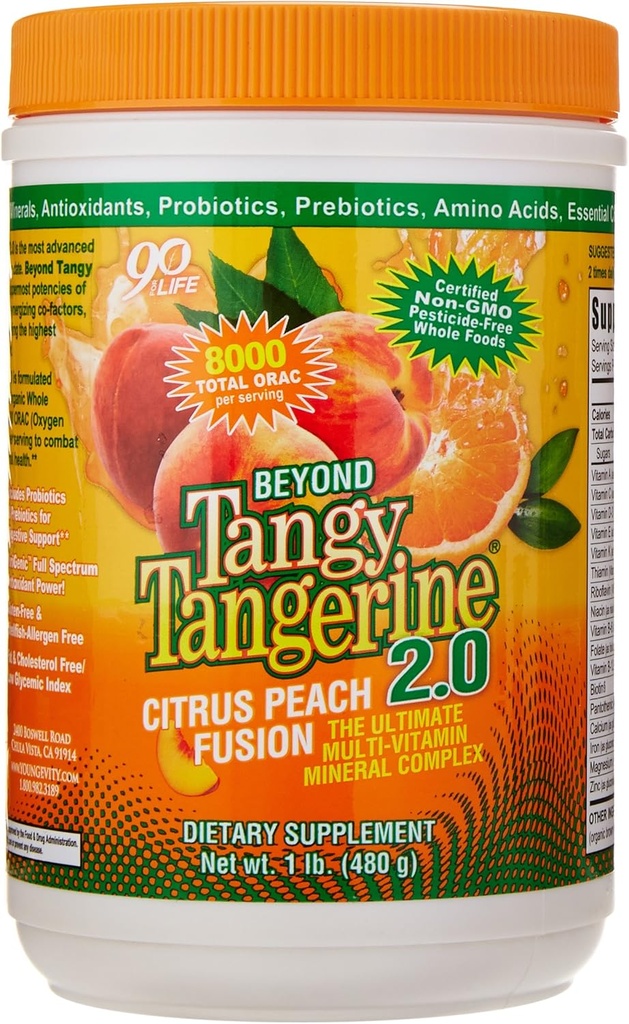 Youngevity Beyond Tangy Tangerine 2.0 Citrus Peach Fusion Multi- Vitamin & Mineral Complex - Lavet med Natural & Whole Foods against 124; 8.000 ORAC (3 cylindre)