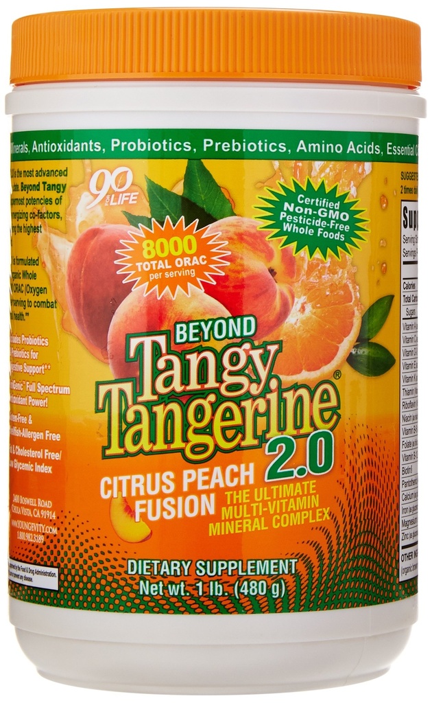 Youngevity Beyond Tangy Tangerine 2.0 Citrus Peach Fusion Multi-Vitamin & Mineral Complex - Made with Natural & Whole Foods | 8,000 ORAC (3 Canisters)