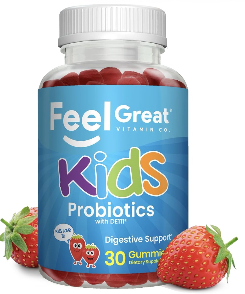 Føl store USDA Organic Kids Probiotika Gummies Name 124; Chewable Strawberry Probiotika til fordøjelsesmæssig sundhed & immunforsvar