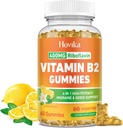 Vitamin B2 Gummies Riboflavin 400mg Supplement til mænd og kvinder - Pure Magnesium, Ashwagandha, CoQ10, Omega 3, Vitamin B12 - Migræne Relief & Energy, Nervesystemet support - Sukker fri, 60 Greve