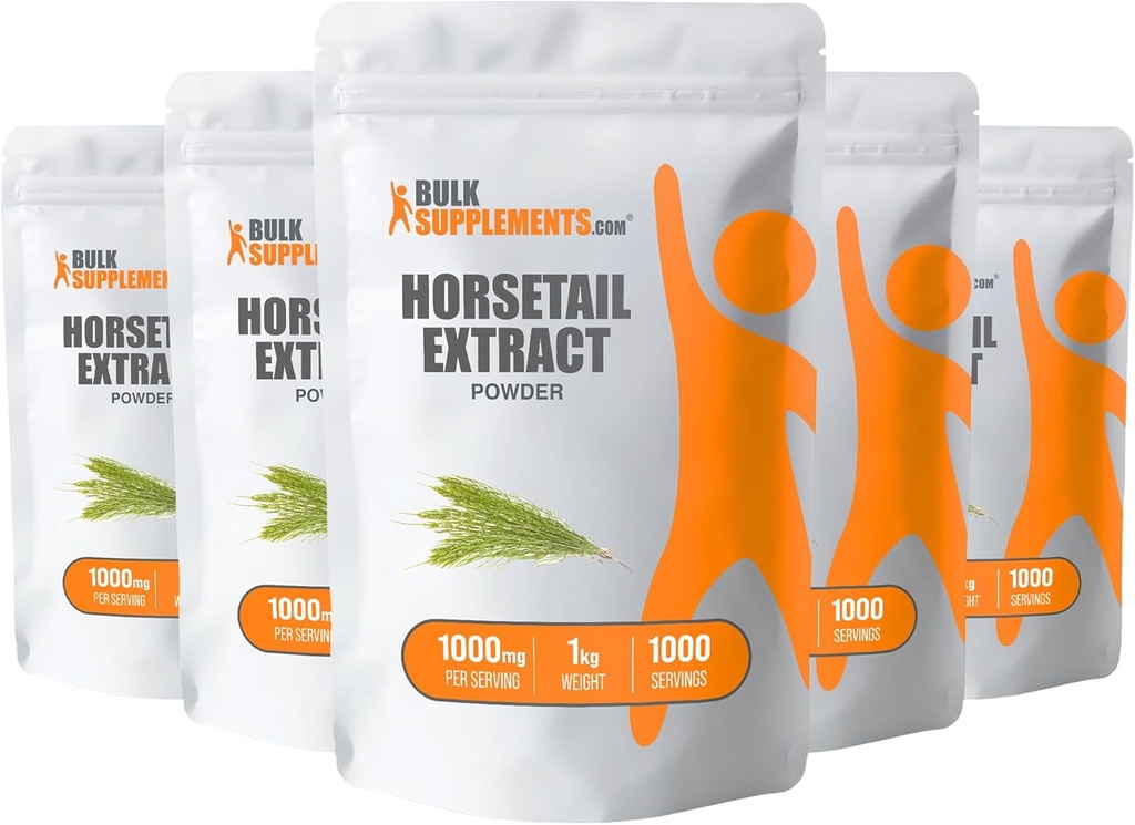 BulkSupplements.com Horsetail Extract Powder - Horsetail Supplement, fra Horsetail Herb - Silica Kosttilskud, Gluten Free, 1000mg per Serving, 5kg (11 lbs) (Pack of 5)