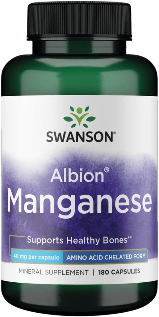 Swanson Albion Chelated Mangan Glycinate 40 Milligram 180 Kapsler