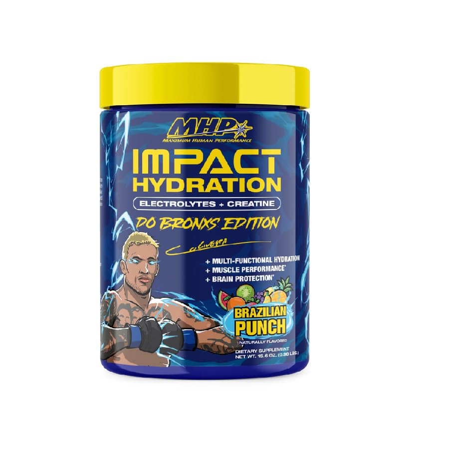 MHP Impact Hydration “Do Bronx Edition” Electrolyte Creatine Sports Drink Mix, No Artificial Sweeteners or Colors, Performance, Strength, Recovery, Brazilian Punch, 30 Servings