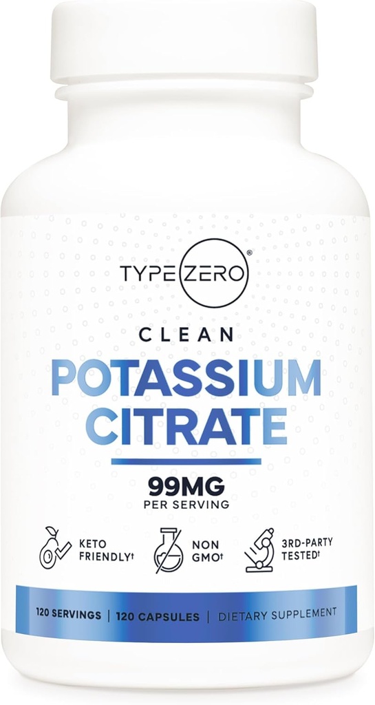 Type Zero Kaliumcitrat (99mg, 120 kapsler) - Gluten Free, Non- GMO