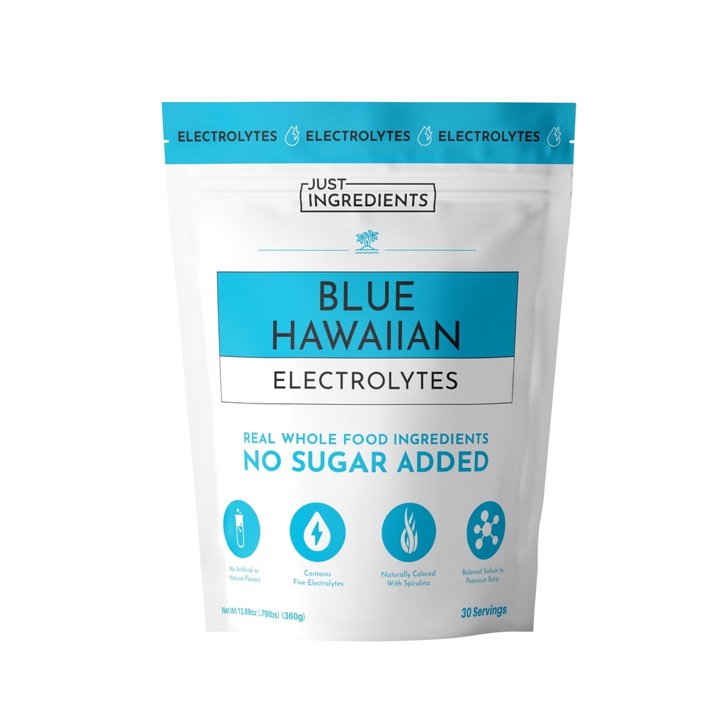 JUST INGREDIENTS Blue Hawaiian Electrolytes Drink Mix | 30 Servings | Organic Coconut Water, Spirulina & 5 Key Electrolytes | Supports Hydration, Electrolyte Balance & Muscle Recovery* | No Sugar Added