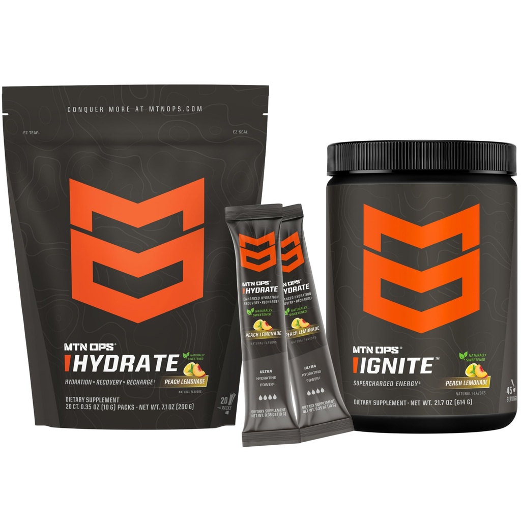 MTN OPS Naturally Sweetened Hydrate & Ignite Peach Lemonade