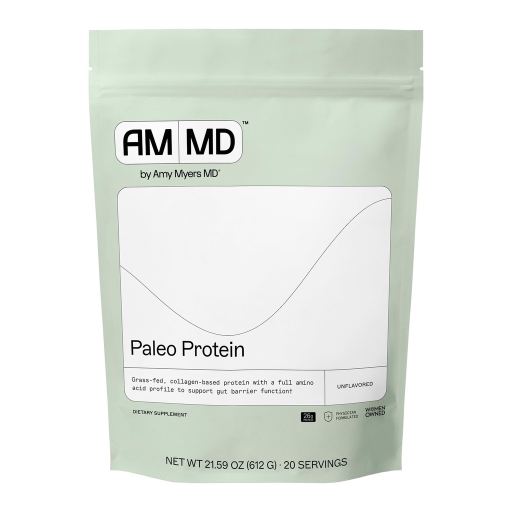 Amy Myers MD The Myers Way Paleo Protein Unflavored - Supports Gut Barrier Function & Daily Protein Needs - Collagen-Based, Grass-Fed - 21.59 oz (20 Servings)