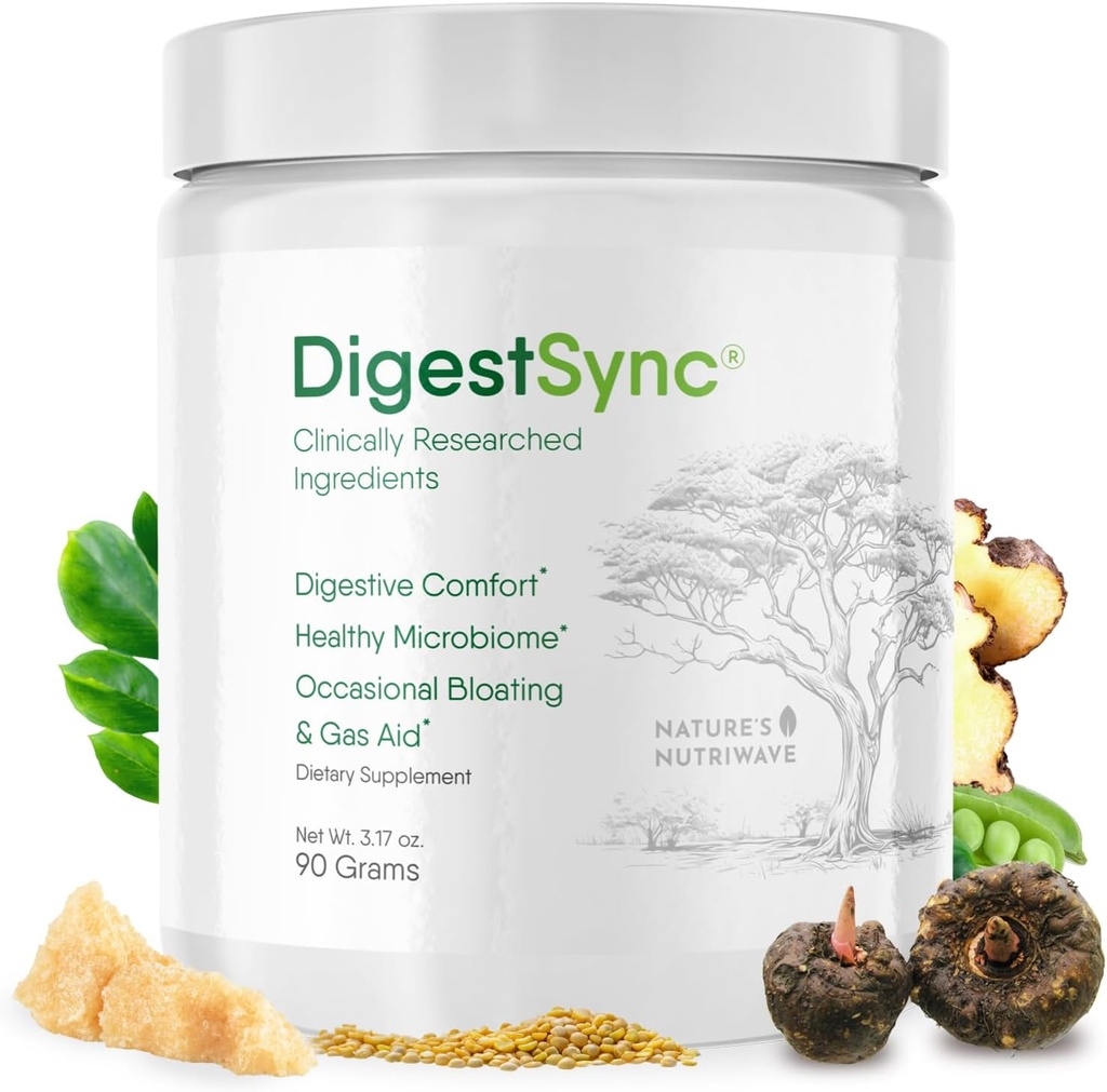 DigestSync Digestion Supplement for Gut Health - Natural Powder for Digestive Support, Bloating Relief for Women & Men, 100% Natural Green Powder - 1 Month Supply