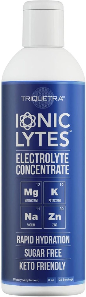 Ionic Lytes Electrolyte Concentrate (96 Servings) | Sugar Free, Keto Electrolyte Drops, Perfectly Purified Ionic Electrolytes for Rapid Hydration | 30% More Potassium, Magnesium & Zinc (8 oz)
