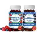 Lunakai Elderberry & Probiotic Gummies Bundle - Immune Support with Zinc and Vitamin C Plus 5 Billion CFUs Per Serving for Digestive Gut Health - Non-GMO, All Natural Gummy