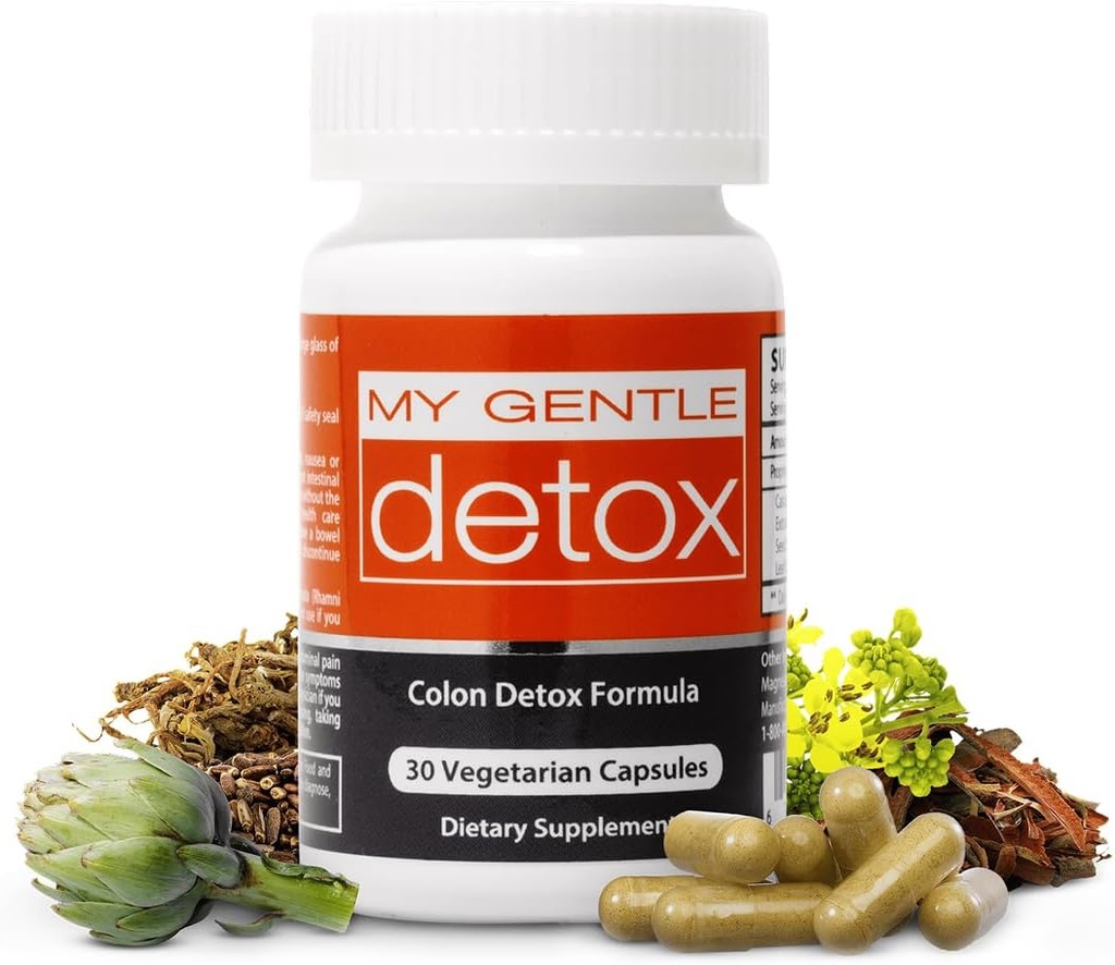 Herbal Nitro My Gentle Detox - Gentle Constipation Relief for Women & Men - Take at Night, Poop Next Day - 100% Natural Colon Detox Supplement for Less Bloating, Gas, Discomfort (30 Ct)