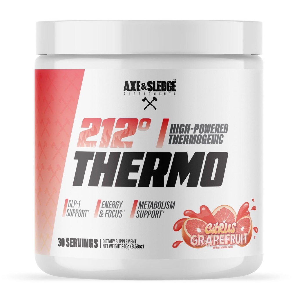 Axe & Sledge 212º Thermo Weight Management Powder | 200mg Caffeine | Energy, Focus, & Appetite Control | Advanced Metabolism Booster | Men & Women | 30 Servings, Citrus Grapefruit