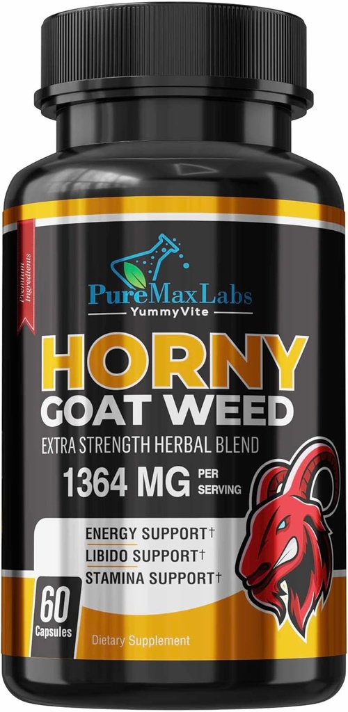Horny Geat Weed Extra Strength w. Maca, L- arginin, Ginseng, Boost Performance, Stamina, Energy, Non- GMO, 60 Kapsler
