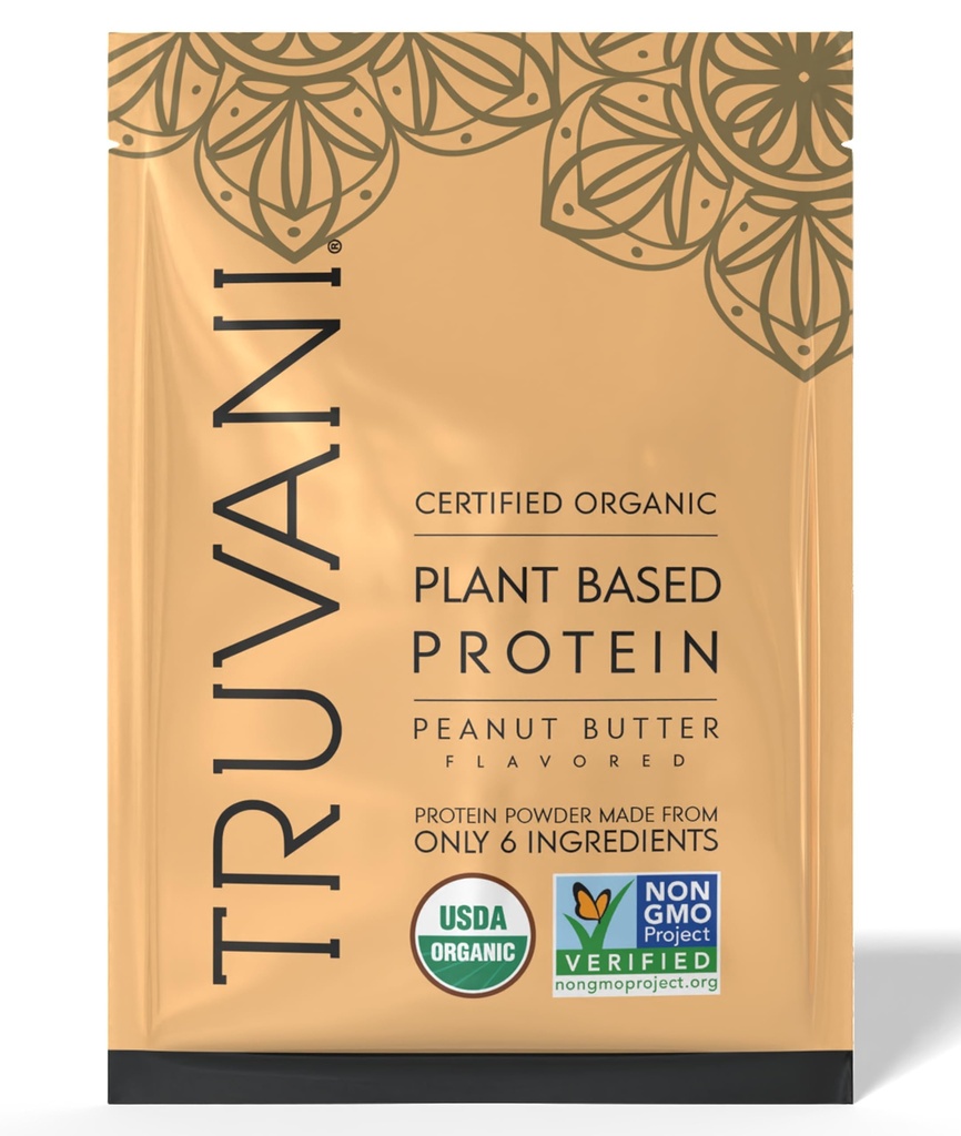 Truvani Vegan Pea Protein Powder Shutter 124; Jordnøddesmør 124; 32.7g Organic Plant Based Protein