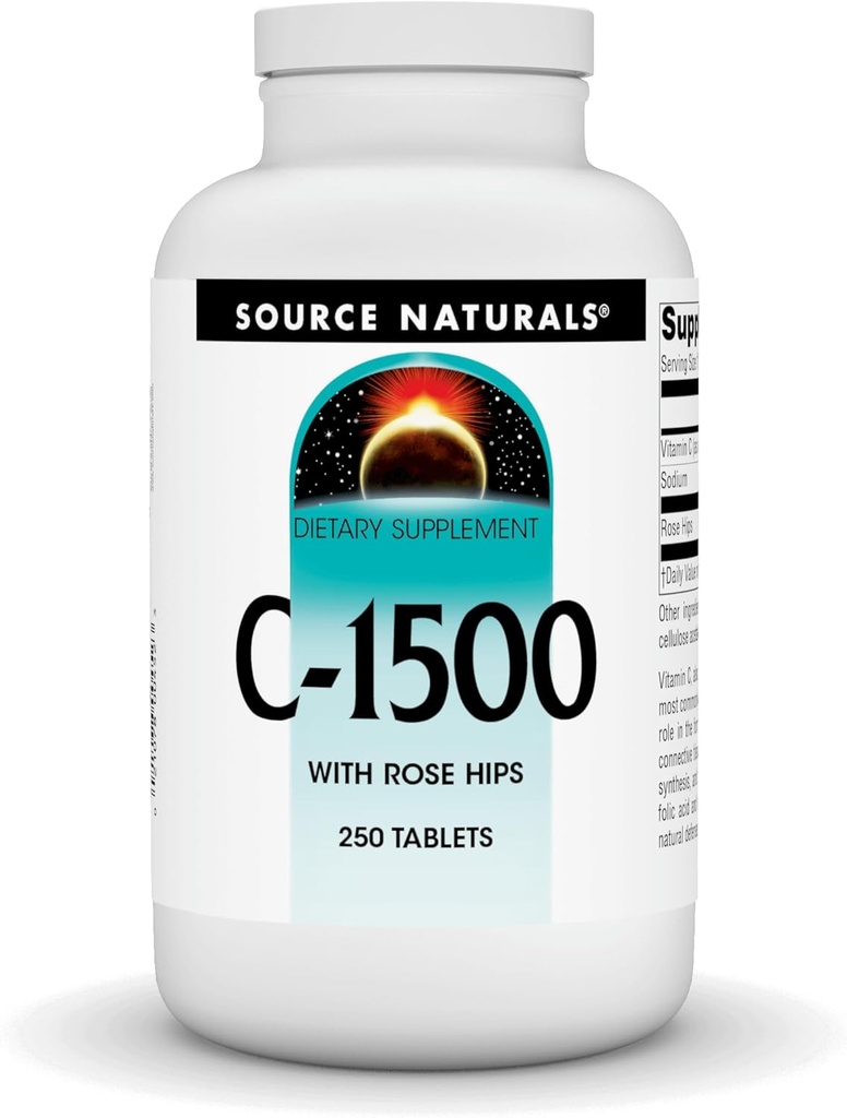 Source Naturals C- 1500, with Rose HIPS 1500 mg for immunsystem support - 250 tabletter