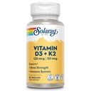 SOLARAY vitamin D3 K2 - ben sundhed og immunforsvar supplement - med 5000 IE vitamin D som VIT D3 og 50 mcg vitamin K2 som Menoquinone MK7, Lavet uden soja, 60- dag garanti, 60 Serv, 60 VegCaps