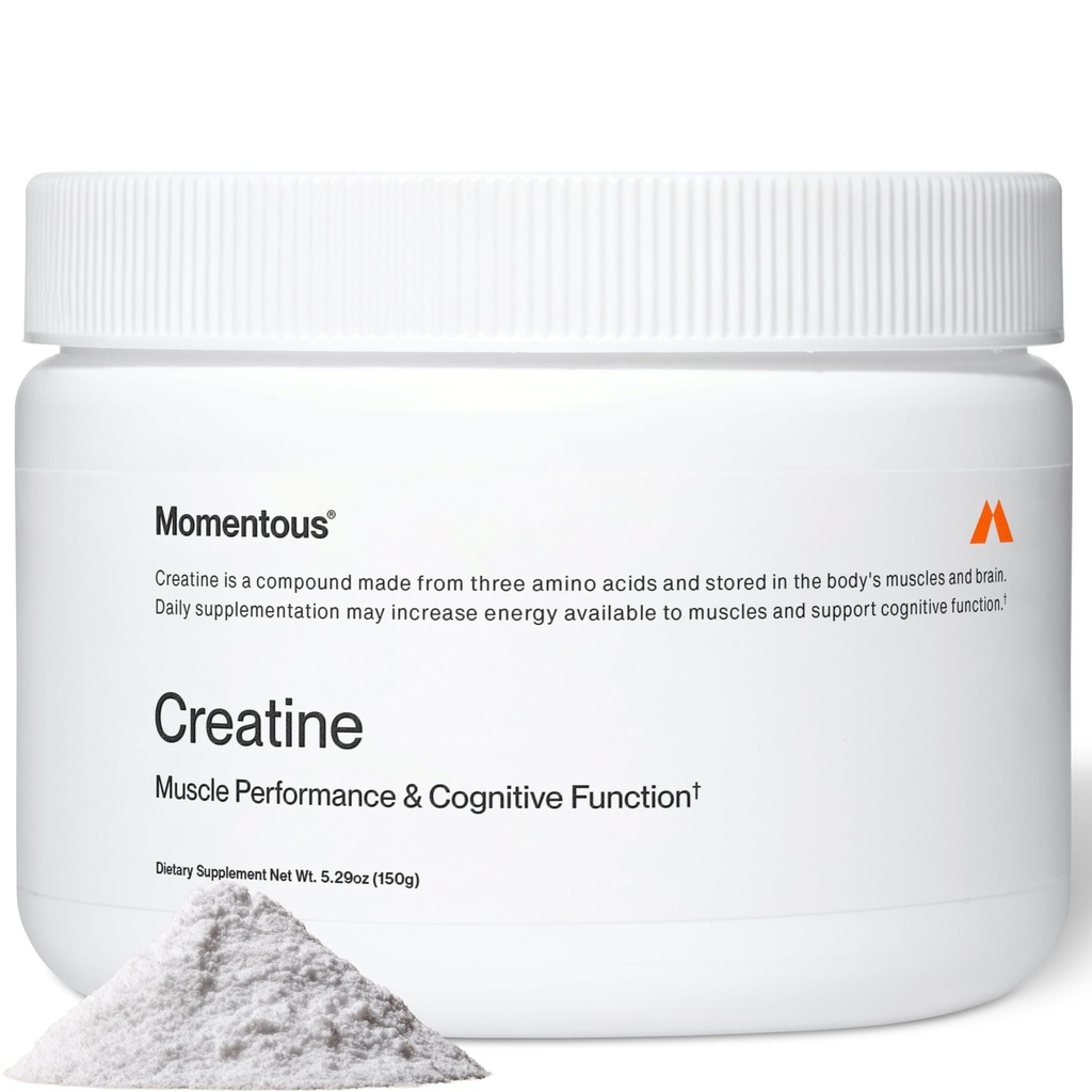 Momentous Creatin Monohydrat Powder - Creatin Powder - Understøtter Styrke, Lean Muscle, & Inddrivelse for mænd og kvinder - NSF Certificeret til sport - 5 g per Servering - 30 Servering