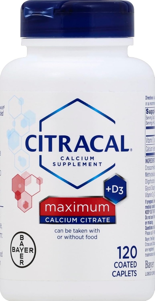 Citracal Max Størrelse 120ct Citracal Calcium Citrate med D-vitamin Maksimalt overdækkede kapsler 120 Tæl