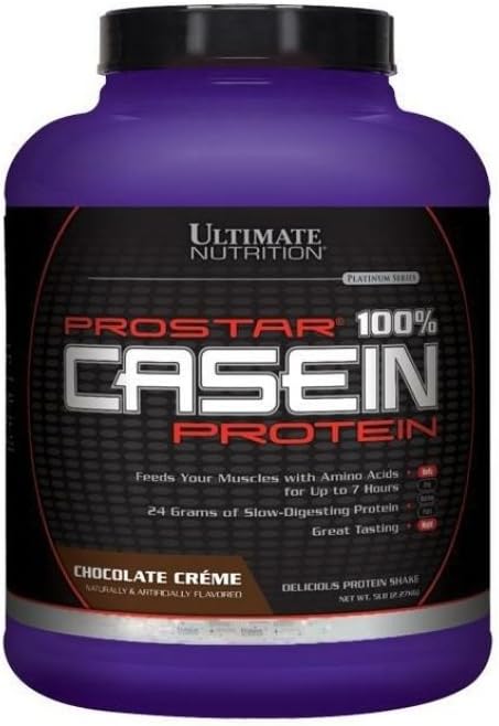Ultimate Nutrition Prostar Micellar og hydrolyseret Casein Protein Powder - Fat Free Overnight Muscle Growth and Recovery med BCAAs, 5 Pounds, Chokolade