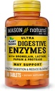Mason Natural Plant- Based Ultra fordøjelsesenzymer, med Bromelain, Lactase & Papain, Understøtter fordøjelse & Bloating Relief, 60 kapsler, pakke med 3