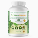Magnesium Glycinat 400 - Chelated, Høj Absorption Magnesium til muskellindring, Knogle- og hjertestøtte - Vegan, Non- GMO, Gluten- Free 240 tabletter (Servering 120, Servering Størrelse (2) 200 mg tabletter)