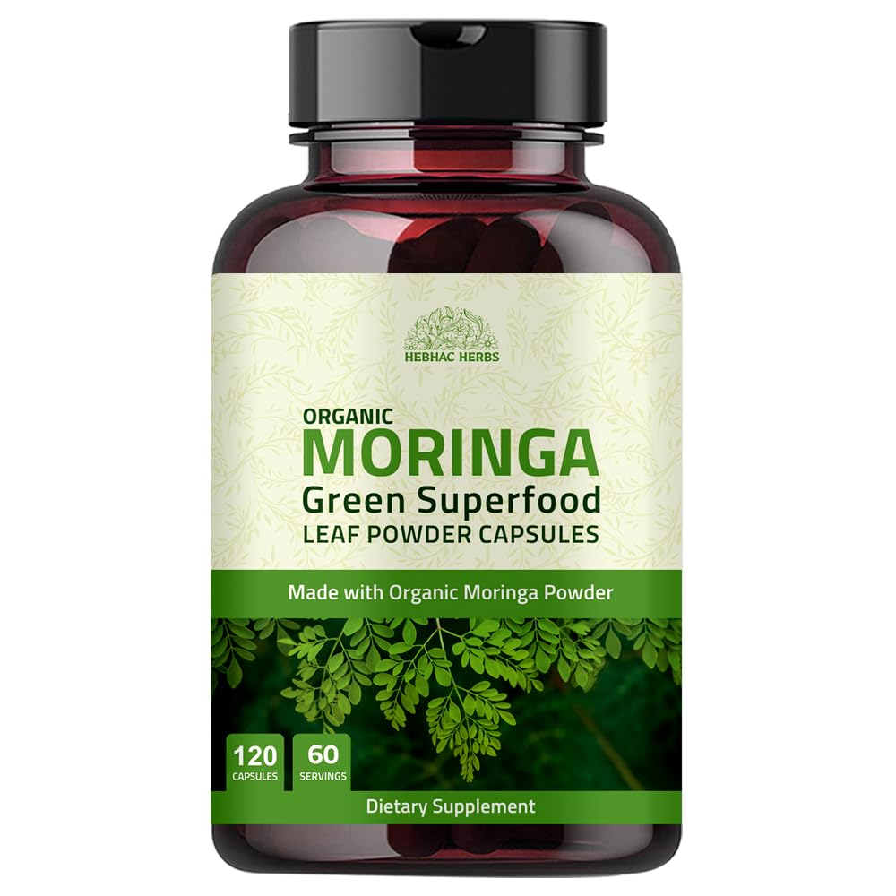 Organic Moringa Kapsler 120 Kapsler 1000mg - Metabolisme, & immunstøtte Næringsstof- Rig superfood