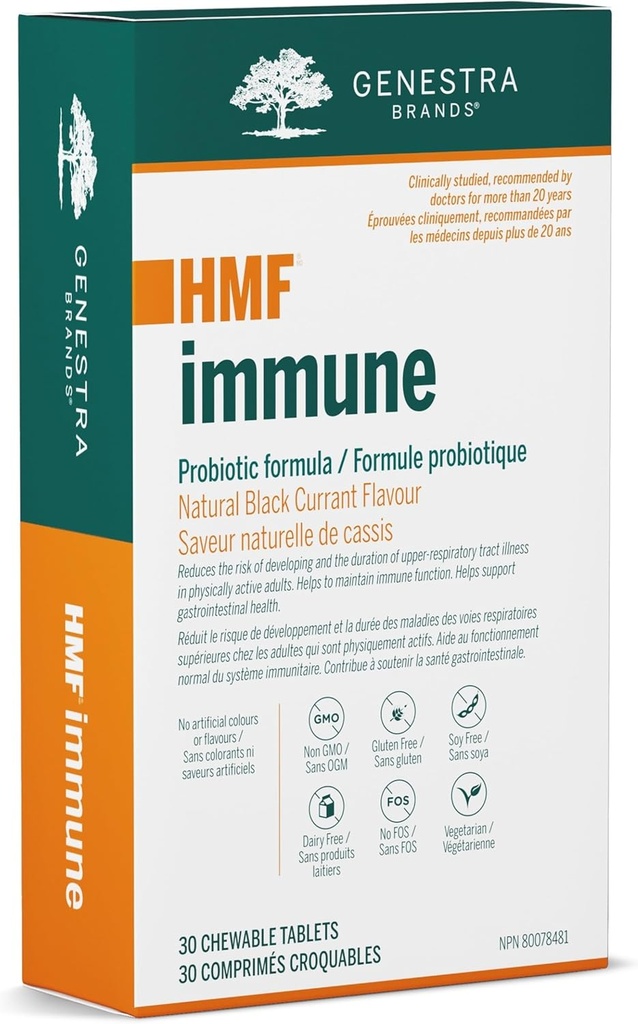 Genestra Brands HMF immunforsvar 124; probiotisk supplement 124; 30 tyggetabletter