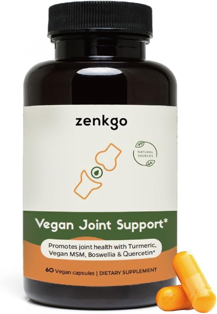 Gurkemeje, Vegansk MSM, Boswellia, Quercetin - Vegansk Fælles Support, fremmer fælles mobilitet og fleksibilitet, funktion og komfort, brusk reparation, jævn bevægelse, sund aldring (60Ct / 30Day)