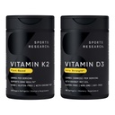 Sports Research® Heart and Bones Pack - High Potency Vitamin D3 5000iu (125mcg) Supplement + Vitamin K2 as MK-7 100mcg with Coconut MCT Oil