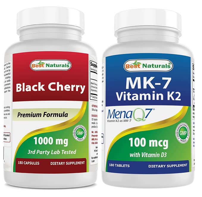 Best Naturals Black Cherry 1000 Mg & Vitamin K2 (MK7) with D3