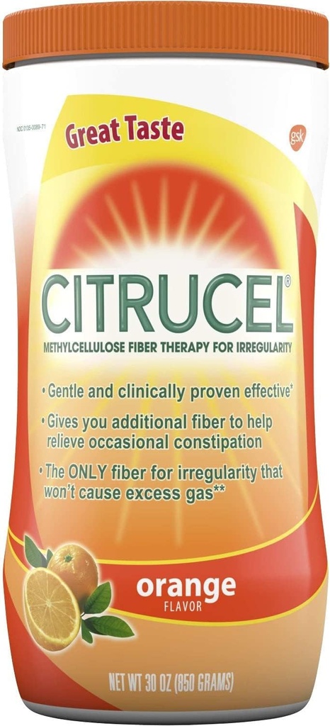 Citrucel Citrucel Powder Orange Flavor, Orange Flavor 30 oz (pakke med 5)