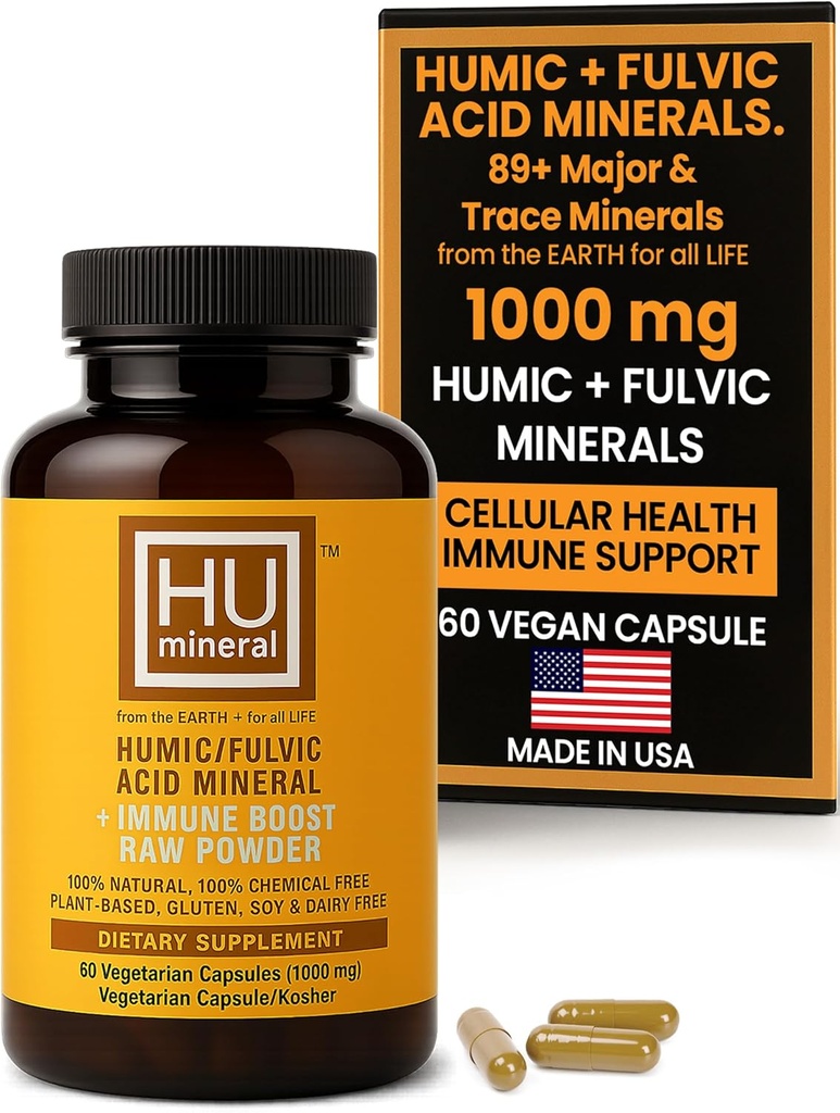 Humic & Fulvic acid supplement kapsler - Organic Plant- baseret syre Fulvic supplement med Fulvic- Humic Mineral Blend for Detox & Absorption 60 læ