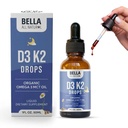 Bella All Natural Vitamin D3 K2 Drops Organic Omega 3 MCT Oil - Evening
