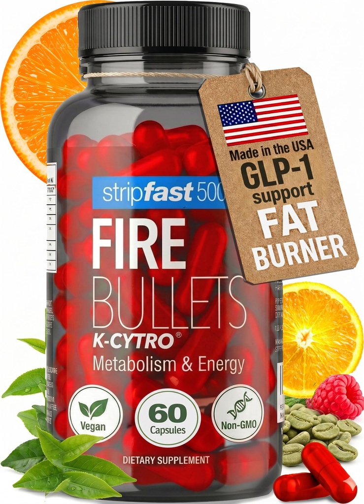 Fire kugler vægttab piller til kvinder & mænd, Fat Burner GLP-1 Support, Appetite Suppressant, Kost piller med grøn te & Cayenne, 60 kapsler