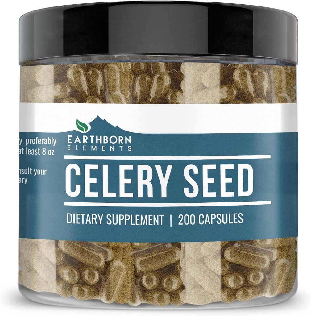 Earthborn Elements Selleri Seed 200 Kapsler, Pure & Ufortyndet, Ingen tilsætningsstoffer