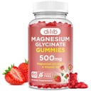 Magnesium Glycinate Gummies 500 mg - Magnesium tillæg med vitamin B6 til voksne & Magnesium til børn - Rolig Magnesium til søvn, Mood, Muskelstøtte - Strawberry Flavor, 60 Gummies