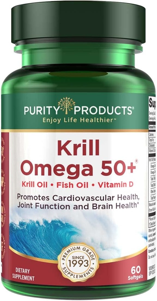 Renhed Produkter Krill Omega 50 (Krill + Fish Oil Blend 1000mg + Astaxanthin 500mcg + Phospholipider 200mg + D-vitamin 500 IE) - 60 Mini Softgels
