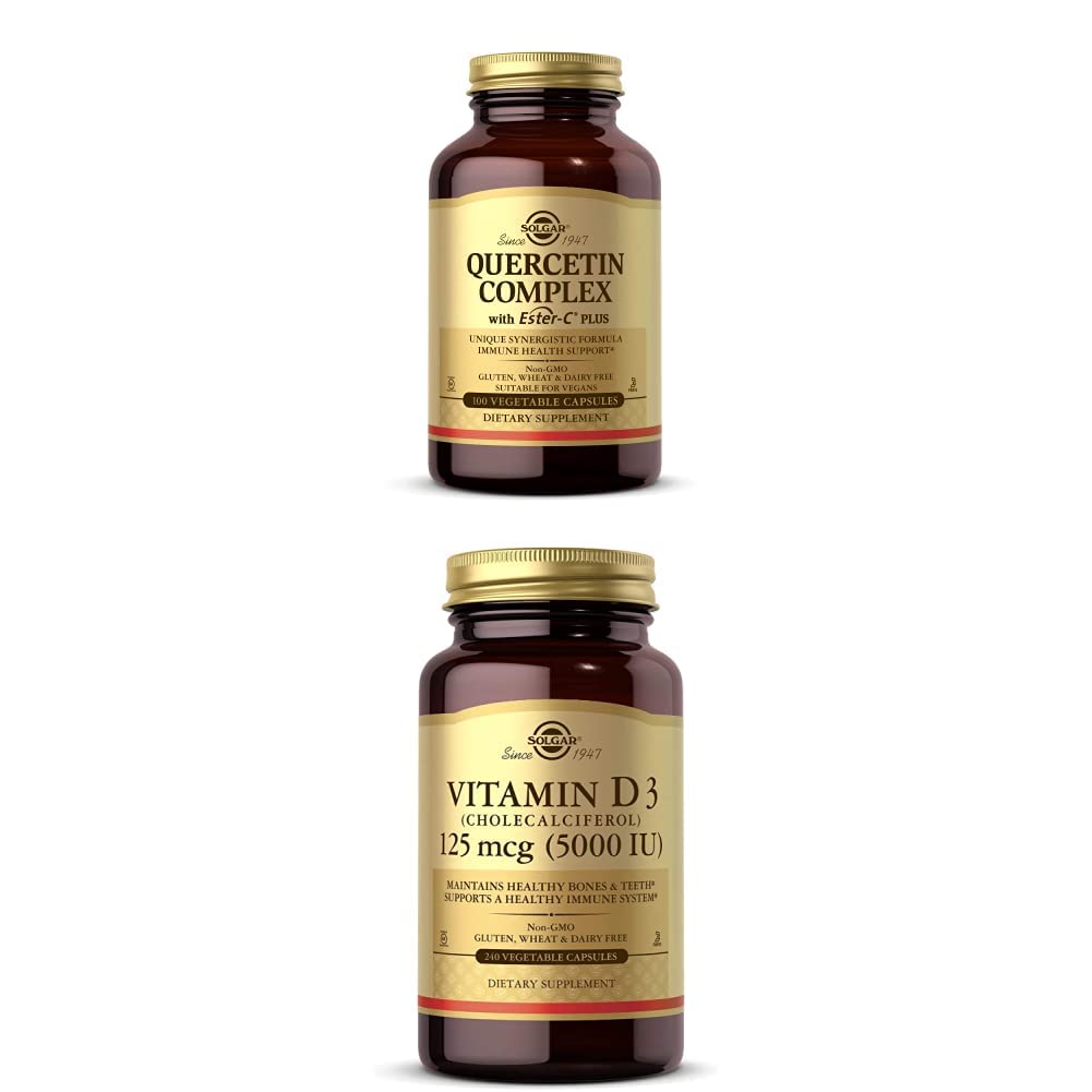 Solgar Quercetin Complex with Ester-C Plus, 100 Vegetable Capsules - 50 Servings - Immune Health Vitamin D3 (Cholecalciferol) 125 mcg (5,000 IU) Vegetable Capsules - 240 Count