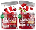 JOYLI Ashwagandha & Quercetin Gummies Bundle – Sugar-Free Vegan Gummies for Focus, Sleep & Immune Support – 1000MG Ashwagandha & 500MG Quercetin with Bromelain, Zinc, Vitamin C, D – 2x60 Chewable Supp